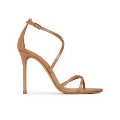 Oria Sandalias de tiras con tacón alto en piel camel