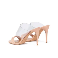 Osana Sandalias tipo mule de tacón alto en piel nude y vinilo