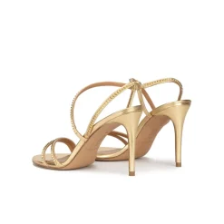 Queen Sandalias doradas de piel con tacón alto fino