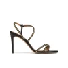 Queen Sandalias negras de piel con tacón alto y tachas pirámide