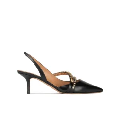 Queila Zapatos negros de piel con tacón medio y punta fina