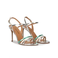 Quillet Sandalias multicolor alto fino en piel metalizada
