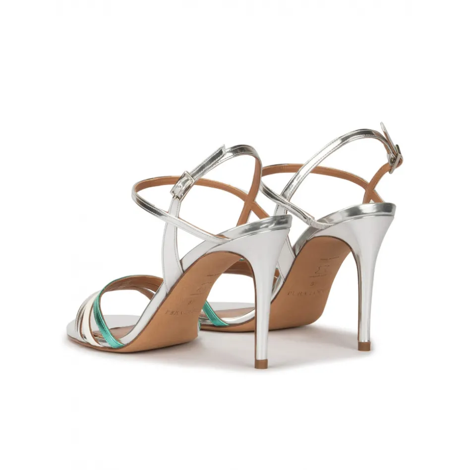 Quillet Sandalias multicolor alto fino en piel metalizada