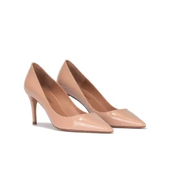 Quimera Zapatos de tacón medio con punta fina en charol nude
