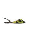 Quinette Zapatos planos destalonados de punta fina en tejido verde y negro
