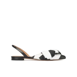 Quinette Zapatos planos de tejido en blanco y negro con punta fina