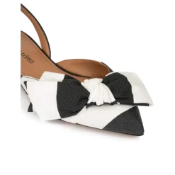 Quinette Zapatos planos de tejido en blanco y negro con punta fina