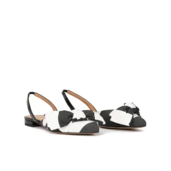 Quinette Zapatos planos de tejido en blanco y negro con punta fina