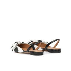 Quinette Zapatos planos de tejido en blanco y negro con punta fina