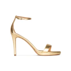 Quintana Sandalias doradas de plataforma y tacón alto en piel con pulsera
