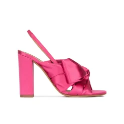 Quirina Sandalias de tacón alto ancho en raso fucsia