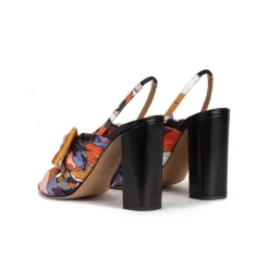 Quirina Sandalias de tacón alto ancho en tejido con print floral
