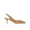 Simonique Zapatos de talón abierto con tacón medio en ante camel