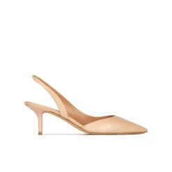 Simonique Zapatos destalonados de punta fina con tacón medio en piel beige