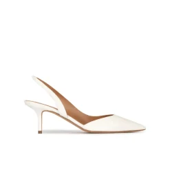 Simonique Zapatos destalonados de tacón medio en piel blanco roto