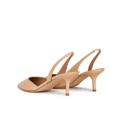 Simonique Zapatos destalonados de punta fina con tacón medio en piel beige