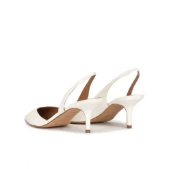 Simonique Zapatos destalonados de tacón medio en piel blanco roto