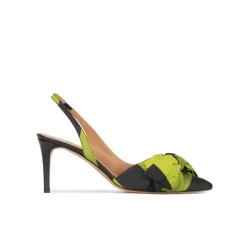 Veronique Zapatos destalonados de tacón medio en verde y negro con lazo